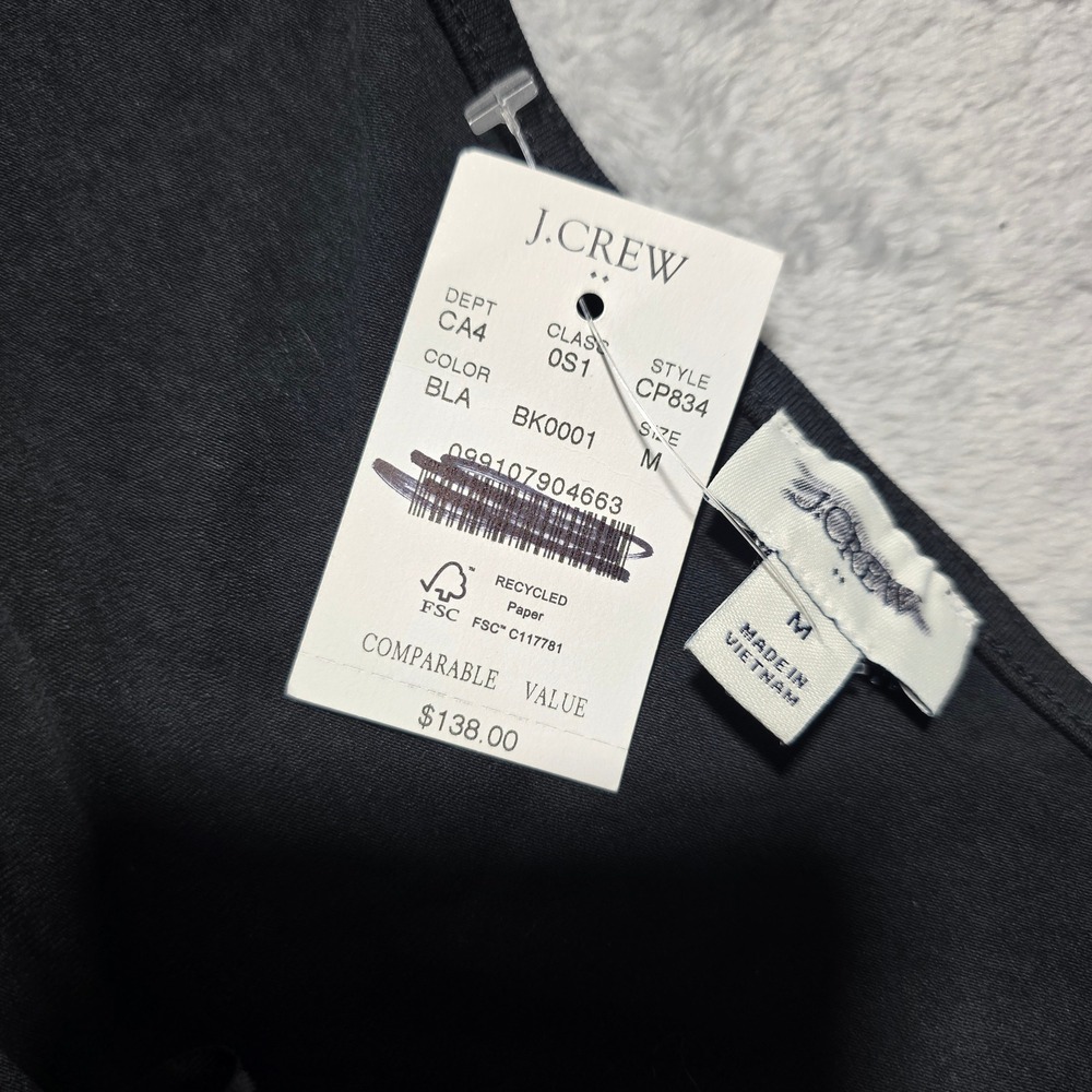 J.Crew Women Medium Black Knit Mixy Dress Off-the-Shoulder Long Sleeve Pockets - Picture 6 of 8